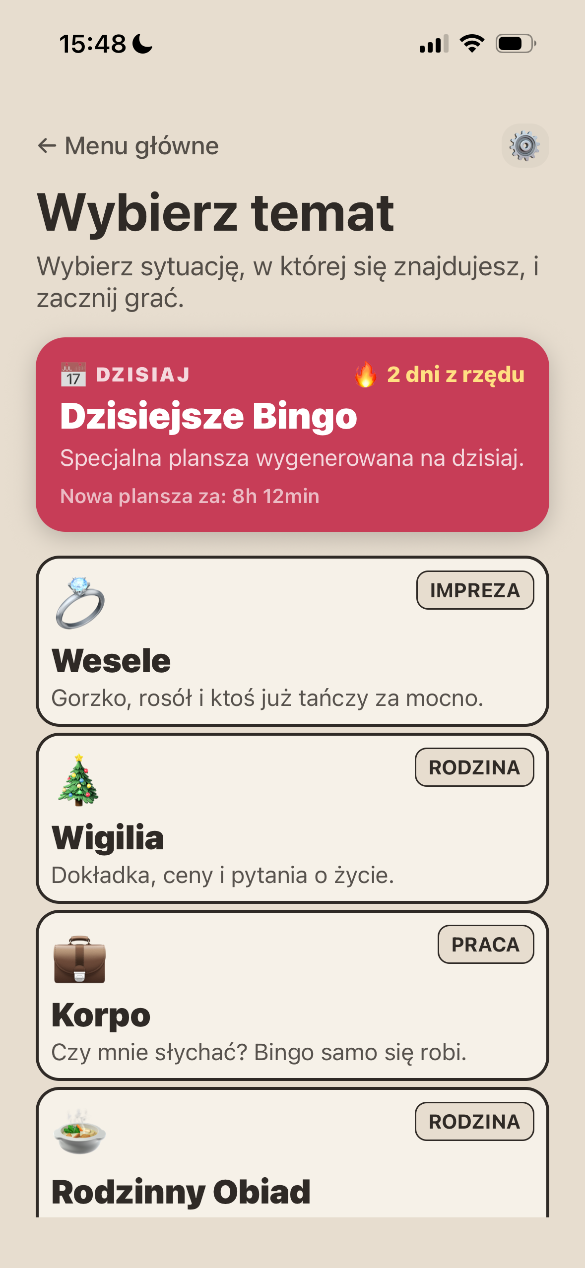 Gotowa, opublikowana rozrywkowa gra mobilna Android pod polski rynek – „Bingo z Życia”